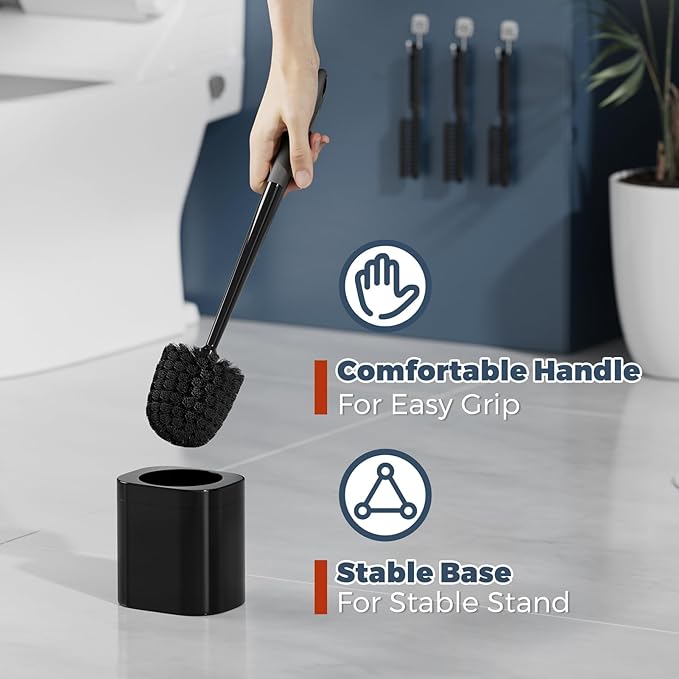 Toilet Brush, 3 Pack Toilet Brush and Holder Set Bathroom Accessories, Toilet - Image 5