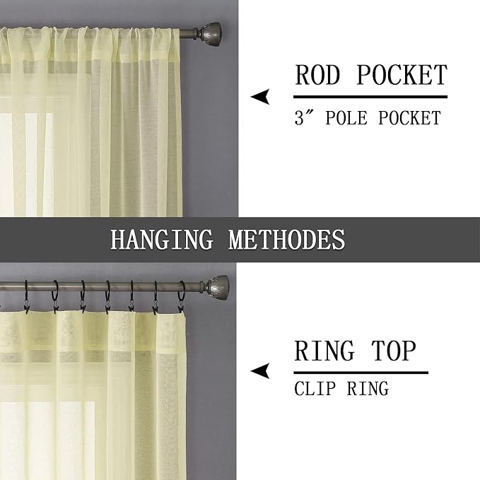 Tollpiz Sheer Curtains Linen Textured Bedroom Curtain Sheers Light Filtering - Image 5