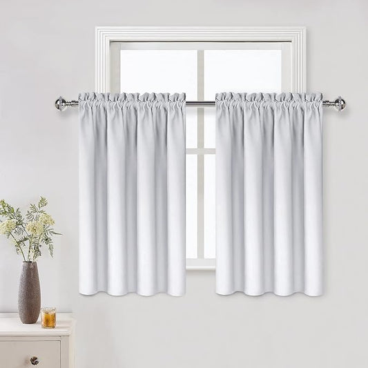 DWCN White Short Room Darkening Curtains by DWCN