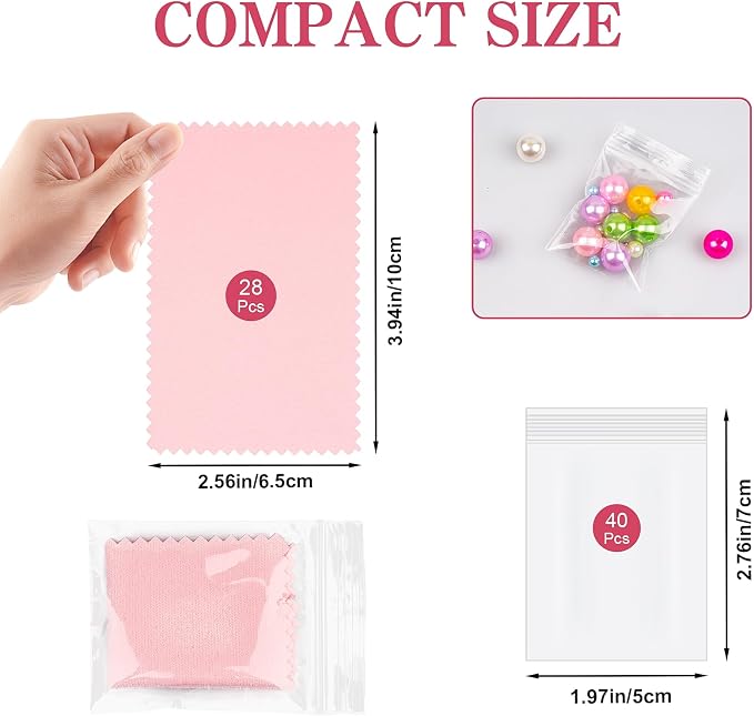 28 Pcs Jewelry Polishing Cloth for Sterling Silver Jewelry, Includes 40 Pcs - Image 2