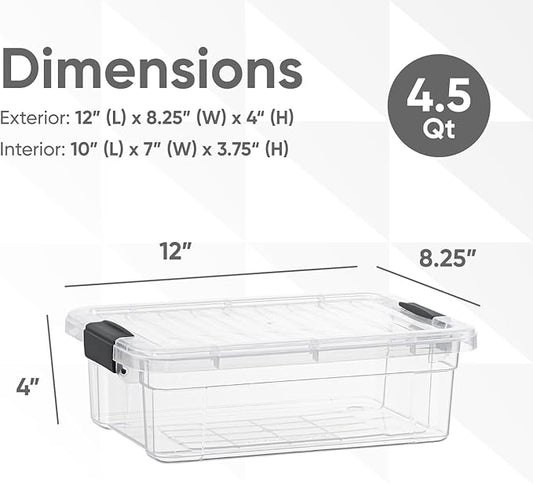 Superio Storage Bins with Lids- 4 Pack, 4.5 Qt Clear Boxes - Image 2