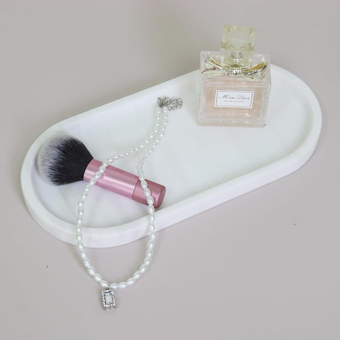 Natural Marble Tray, Oval Vanity Decorative Tray - Image 7