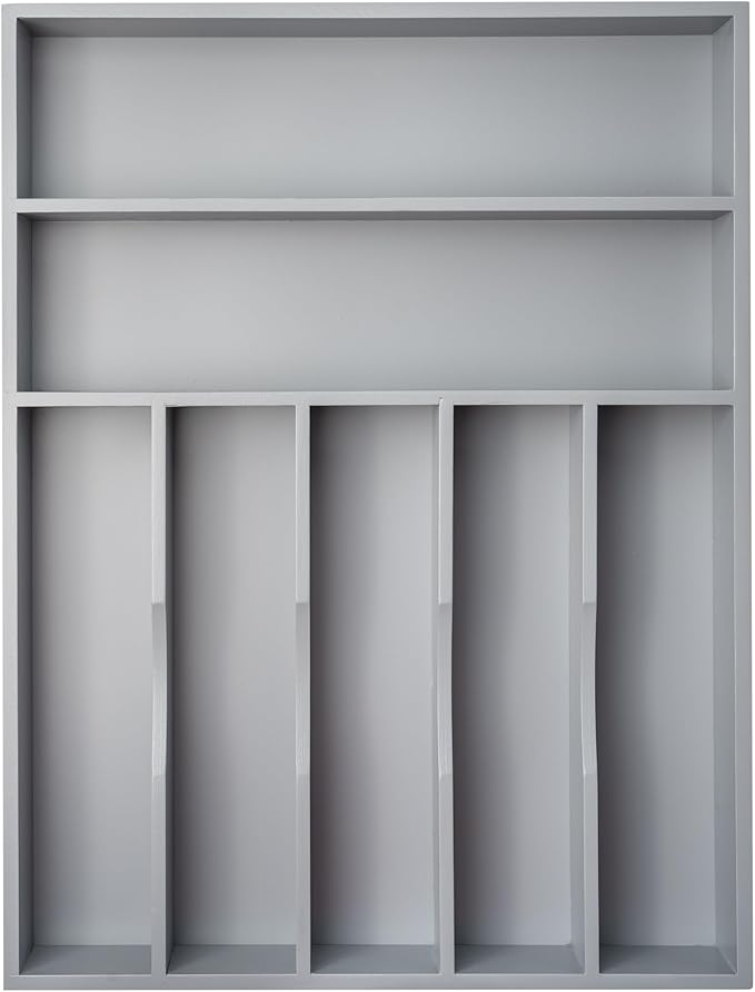 Silverware Organizer 13 Inch Gray Bamboo Kitchen Drawer Organizer 7 Slots by Besilord