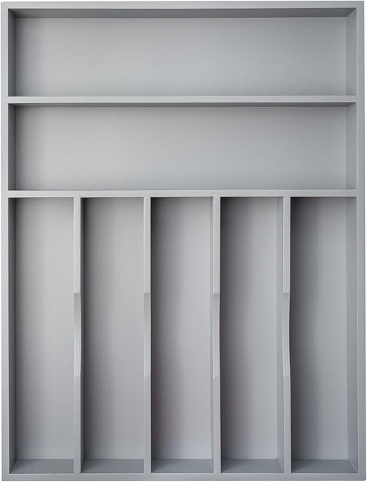 Silverware Organizer 13 Inch Gray Bamboo Kitchen Drawer Organizer 7 Slots by Besilord