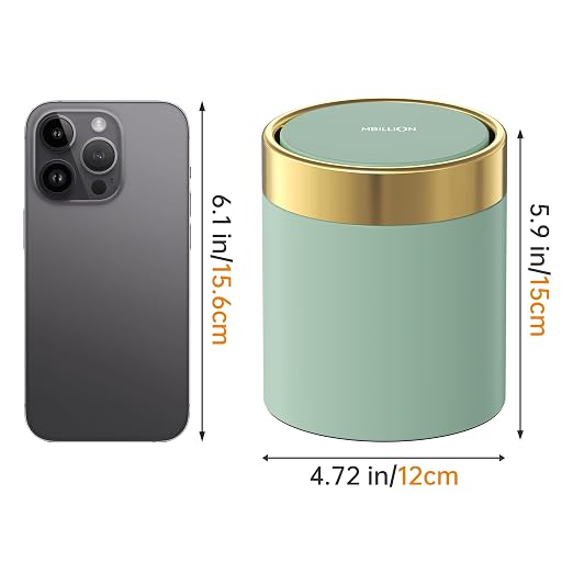 Mini Trash Can with Lid, Desktop Small Trash Can Recycling Bin Cute Metal - Image 6