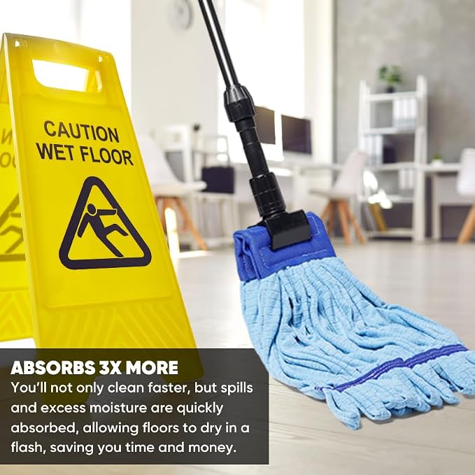 Commercial Mop Head Replacement – 1 Pack Medium Yellow Microfiber Tube Mop | - Image 5