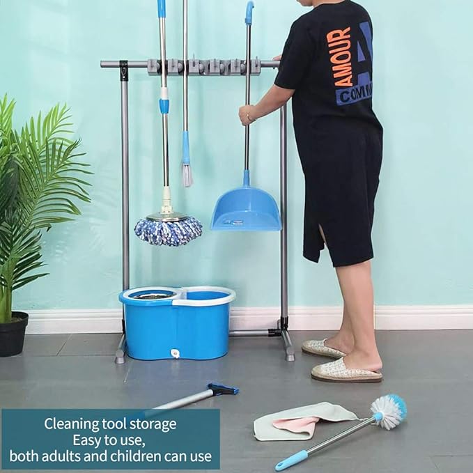 Broom Mop Holder Floor-Mounted mop Rack Cleaning Tool storage - Image 4