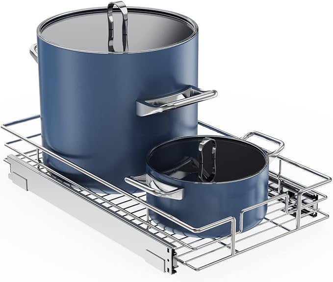 ROOMTEC Pull Out Cabinet Organizer, Cabinet Pull Out Shelves 11" W x 18" D by ROOMTEC