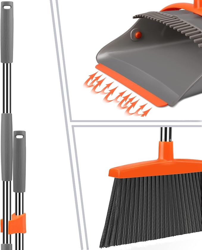 Broom and Dustpan Set for Home, Broom and Dustpan Combo for Office, Long Handle - Image 4