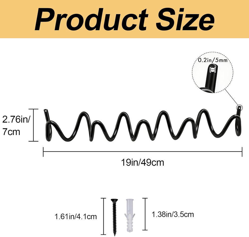 RRG Wavy Wall Mount Coat Rack,19 Inch Black Heavy Duty Wave Hook Strip