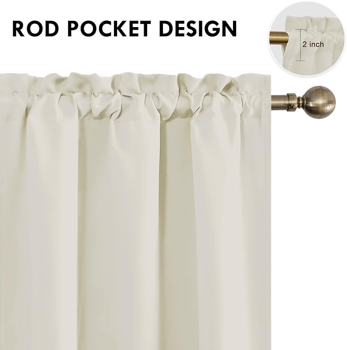 DWCN Light Beige Short Room Darkening Curtains - Image 3