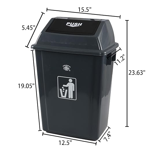 13 Gallon Plastic Swing Lid Trash Can, Outdoor Garbage Can, 4 Pack - Image 2