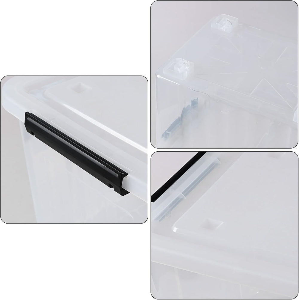 50 L 4 Packs Plastic Storage Box with Latching Lid and Wheels