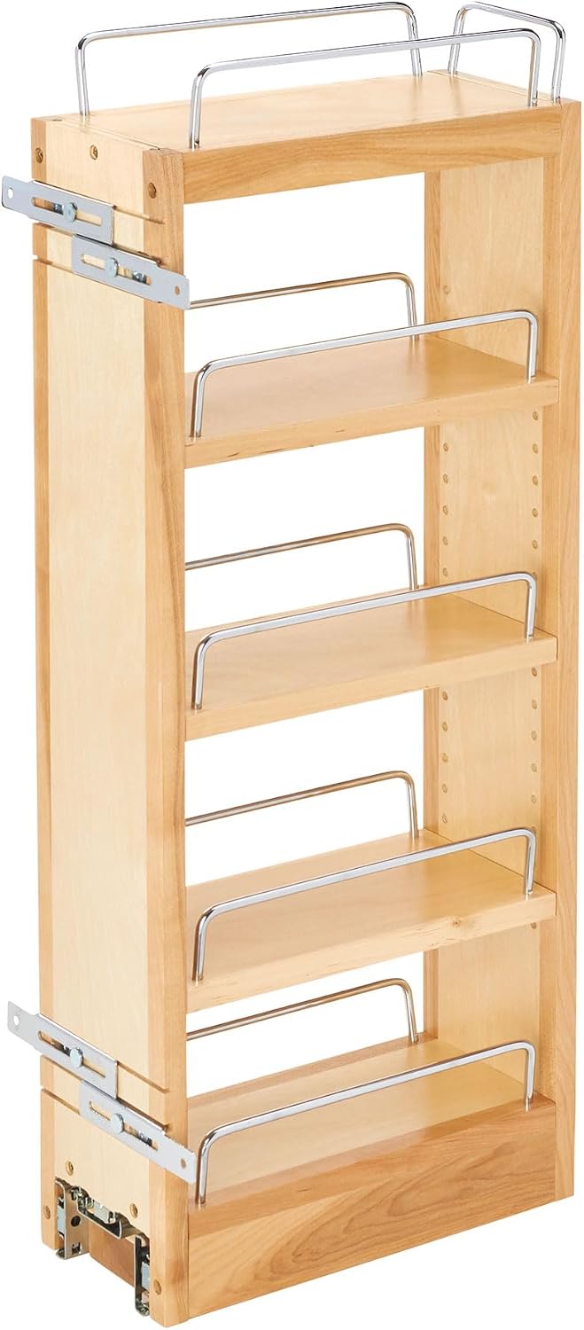 Rev-A-Shelf Maple Pullout Organizer for Wall Kitchen Cabinets, Full Extension...