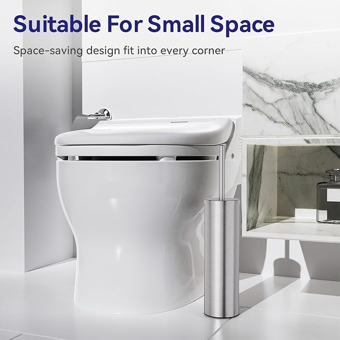 DOWRY Stainless Steel Freestanding Toilet Bowl Brush and Holder - Image 6