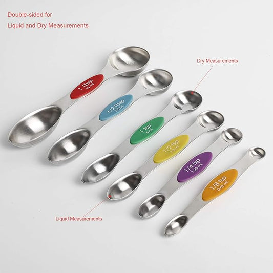 Magnetic Measuring Spoons Set Stainless Steel Stackable Dual Sided Teaspoons - Image 2