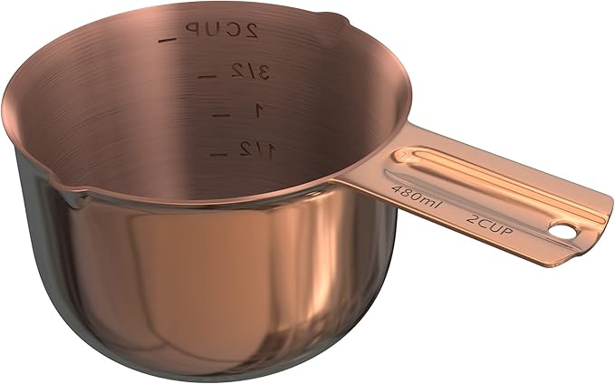 Color Up 2 Cup Measuring Cup, 480ml Copper Stainless Steel Metal Measuring Scoop - Image 8