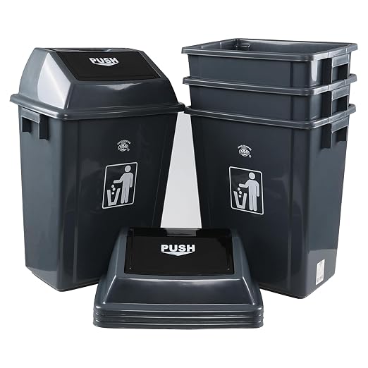 13 Gallon Swing Top Garbage Can, Plastic Waste Bin - Image 7