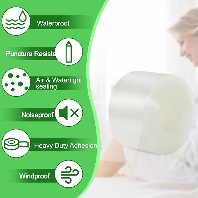 Transparent Window Weather Sealing Tape 2 Inch x 35 Yards Weather Stripping - Image 3