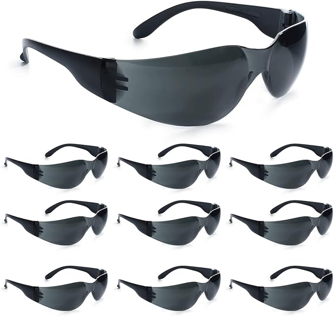 amoolo Tinted Safety Glasses Bulk of 48, Protective Safety Sunglasses, Dark by amoolo