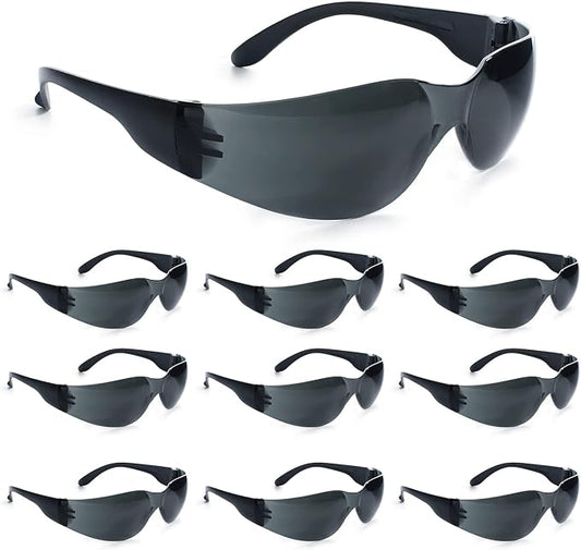 amoolo Tinted Safety Glasses Bulk of 48, Protective Safety Sunglasses, Dark by amoolo