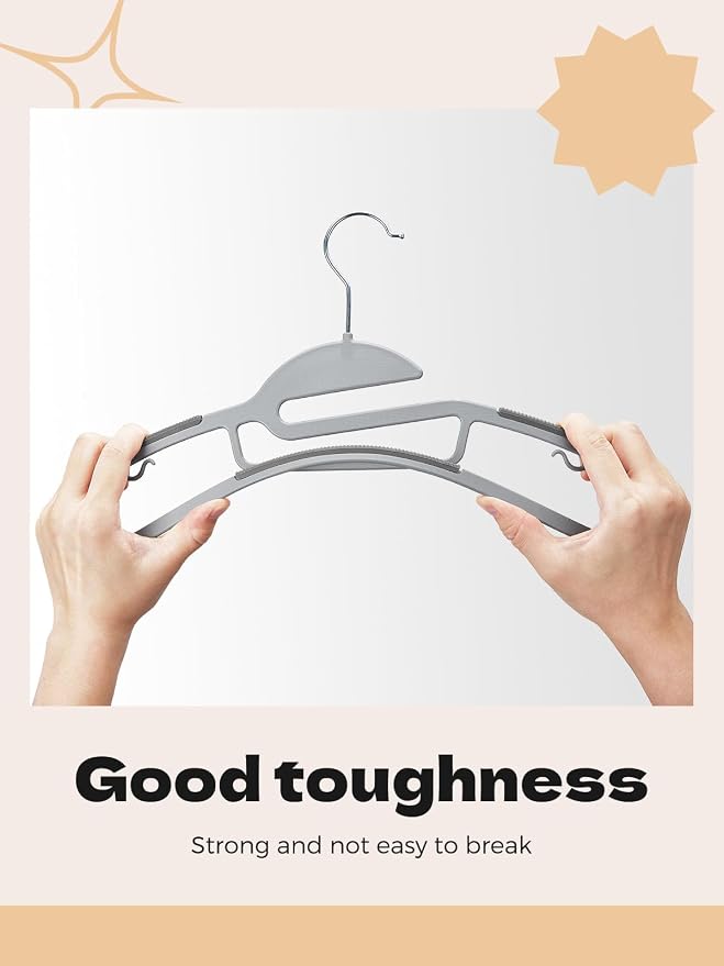 HOUSE DAY Grey Plastic Hangers 30 Pack, Slim Space Saving, Non Slip Clothes - Image 3