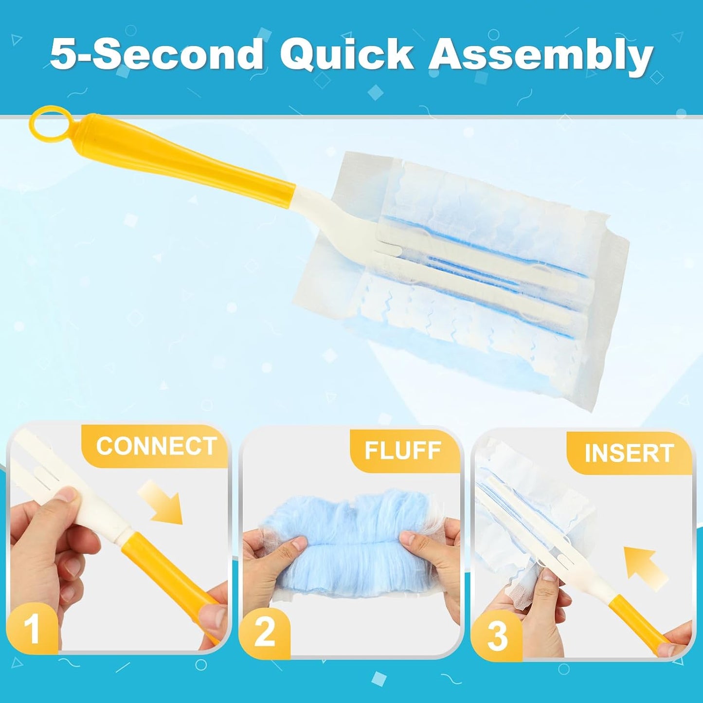 Duster Refills for Swiffer Dusters，Strong Static Dust Removal，Duster Refill Replacement Head for Electronics, Furniture, Blinds（18 PCS+1Handle）