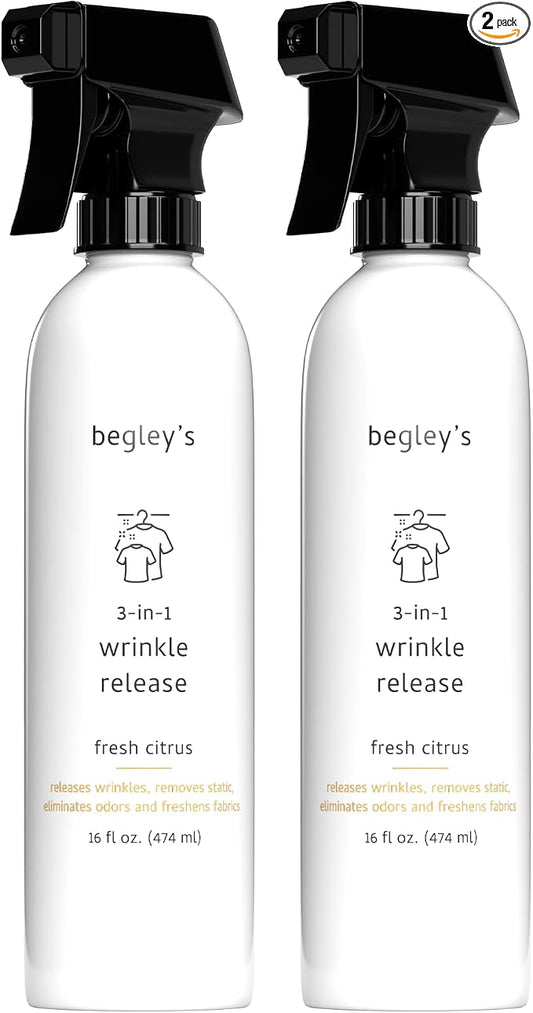 Begley's 3-in-1 Wrinkle Remover, Quick Fix Wrinkle Release, Static Cling Remover by Begleys