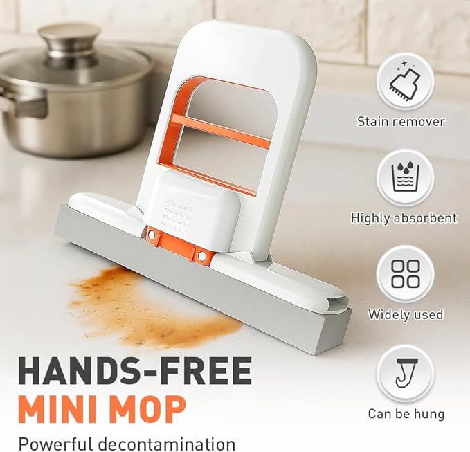 Mini Foldable Desktop Mop, Wet and Dry Portable Cleaning Sponge Mop, Self - Image 2