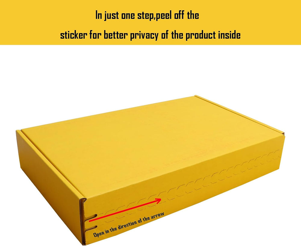 Yellow Hard Corrugated Shipping Boxes 10.5x6.3x2 Inch Gift Packaging Boxes