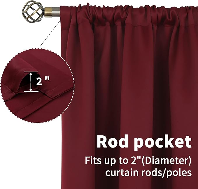 BGment Burgundy Blackout Curtains 36 Inches Long - Image 5