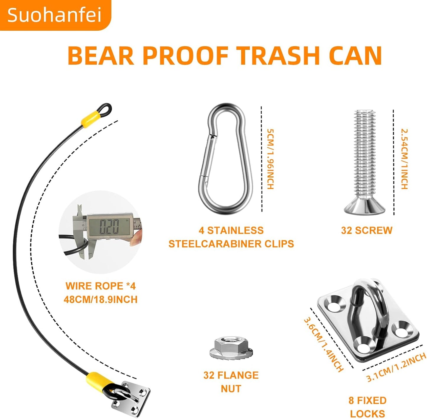 4 Pcs Trash Can Lid Lock for Animal, Bear Proof Trash Can Locks, Universal Outdoor Heavy Duty Garbage Bin Lock for Raccoon, Easy to Install