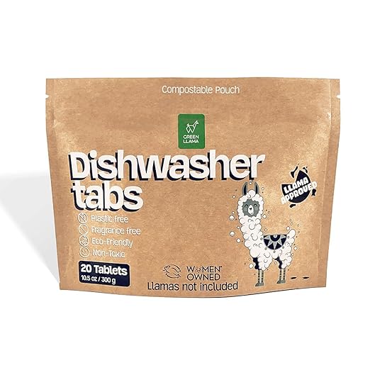 Dish Washing Machine Tablets, Non-Toxic Dishwasher Tablets in Compostable by GreenLlama