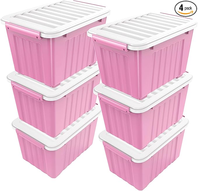 Nazhura Plastic Storage Bin, Stackable and Nestable Storage Boxes by NazhuraGoodCompanionAtHome