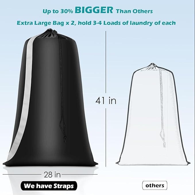 Heavy Duty Laundry Bag 2 Pack XL Nylon Laundry Bags - Image 2