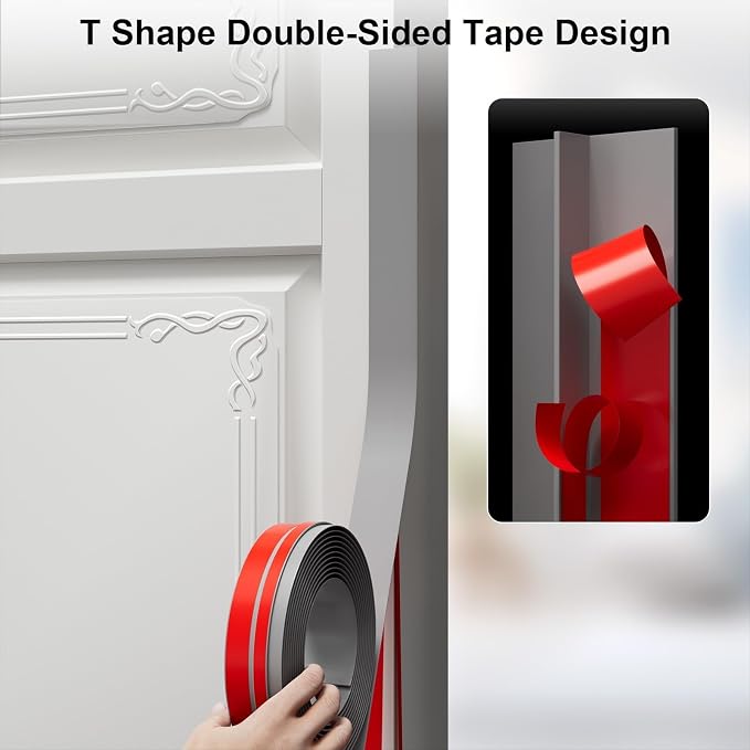 T-Shaped Door Draft Stopper, 1.97 in x 20 Ft Silicone Seal Strip - Image 2