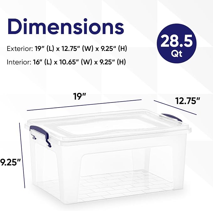 Superio Storage Bins with Lids, Stackable Totes, BPA Free, Odor Free, Organizer