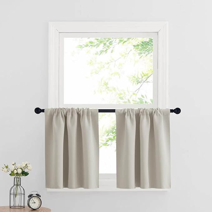 RYB HOME Blackout Short Cafe Curtains, Privacy Light Block Small Window Curtains by RYBHOME