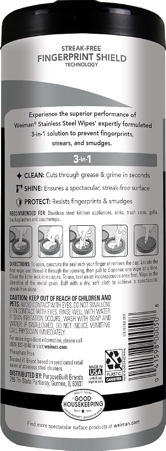Weiman Stainless Steel Cleaner, Removes Dirt, and Grease, No Streaks or Residue - Image 2