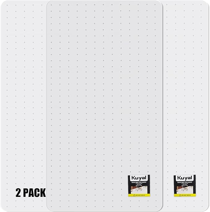 Kuyal Office Chair Mat for Carpet, 2 Pack 46x 60 Clear Heavy Duty Computer by Kuyal