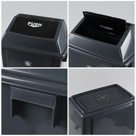 13 Gallon Swing Top Garbage Can, Plastic Waste Bin - Image 3