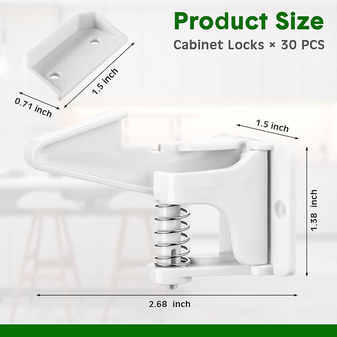 Tuanse 30 Pcs Cabinet Locks Invisible Safety Drawer Latches - Image 2