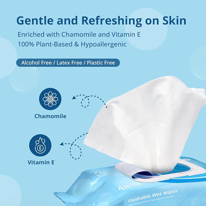 WhyWorry Flushable Wipes for Adults, Extra Large 8"x10" Butt Wipes for Toilet & - Image 4