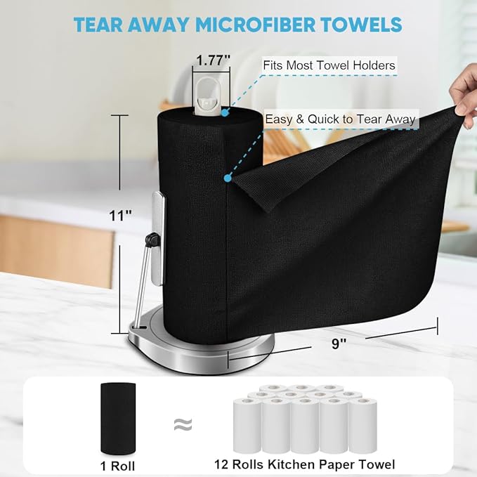 AIDEA Microfiber Cleaning Cloth Roll 55 Sheets, Shop Rags Washable, Cleaning - Image 2
