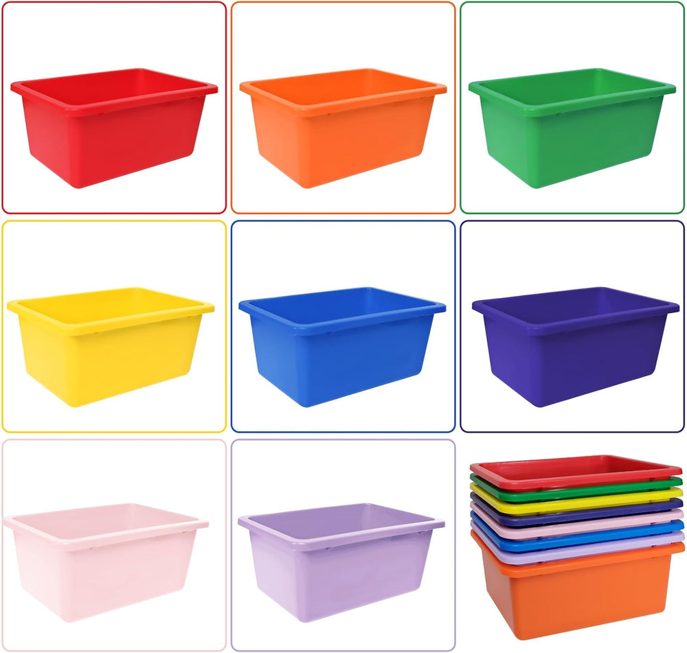 16 Pcs Plastic Cubby Storage Bins 8 Colors Home Organization Cubby Containers...
