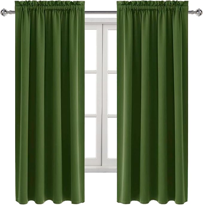 DWCN Olive Green Room Darkening Blackout Curtains - Image 9