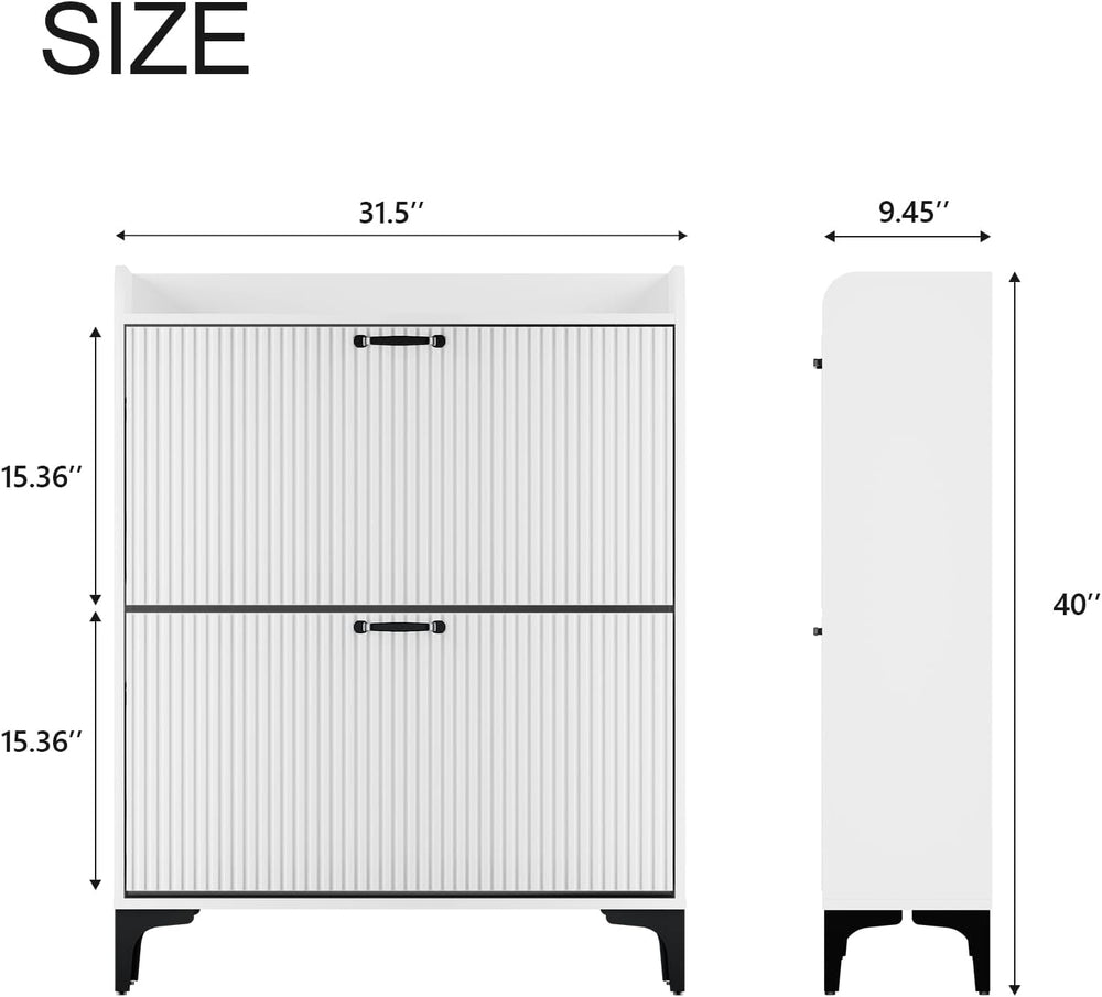 HIFYOBRO Narrow Shoe Storage Cabinet with 2 Flip Drawers for Entryway