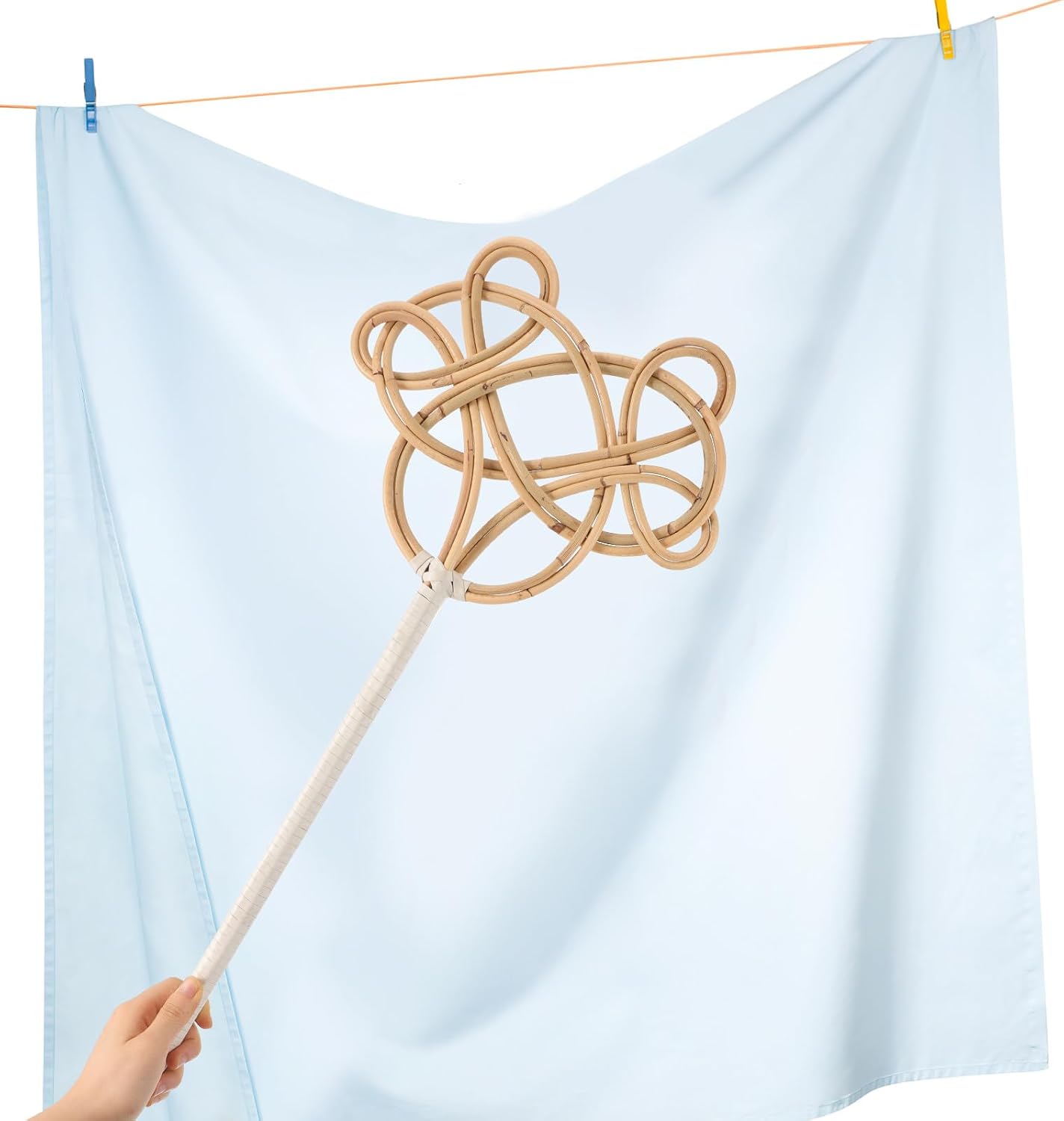 HANABASS Long Handle Dust Removal Tool Woven Rattan Beaters Quilt Dust Cleaning Paddle and Mattress for Home Cleaning Supplies