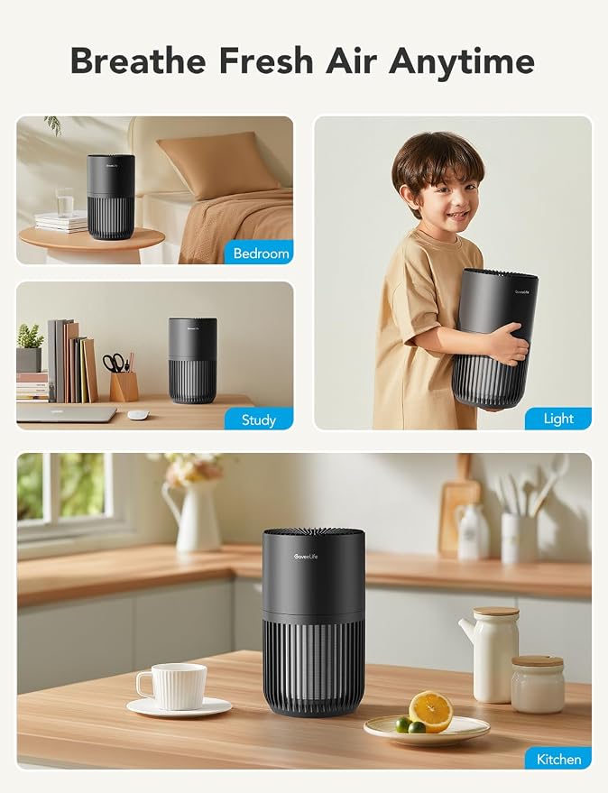 GoveeLife Mini Air Purifier for Bedroom, Smart Filter Air Purifier - Image 8