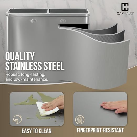 CAPHAUS Dual Trash Can with Double Lid, Trash and Recycle Bins Combo, - Image 5